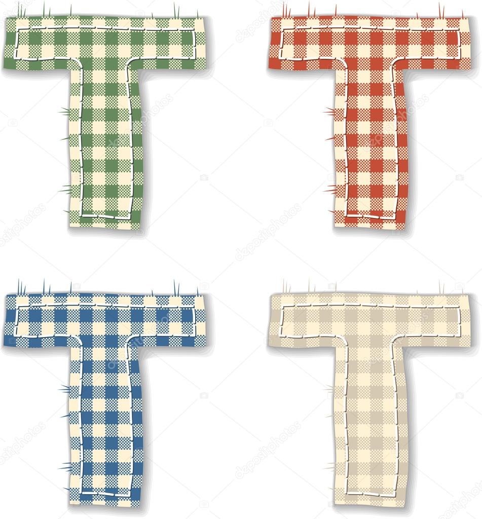 Checkered linen fabric letters T