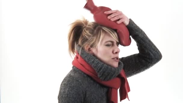 Woman suffering from a cold — Stock Video