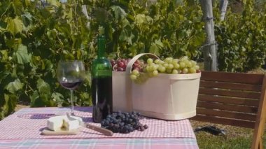 üzüm şarap ve peynir