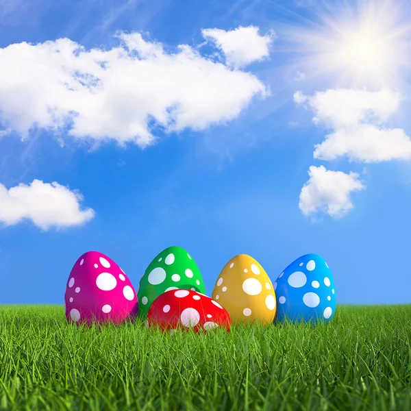 Renkli Paskalya yumurta çayır 02 üzerinde — Stockfoto