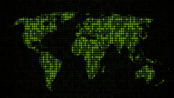 Kod binarny - mapa świata (i) — Wideo stockowe