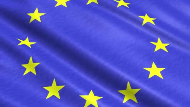 Bandera de la Unión Europea en el viento — Vídeo de stock