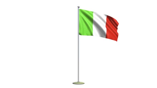 Σημαία της Ιταλίας που απομονώνονται σε λευκό φόντο, συμπεριλαμβανομένων των alphacanal — Αρχείο Βίντεο