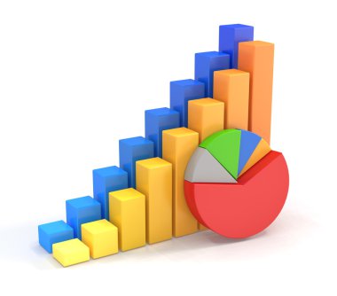 3D pasta grafik ve çubuk grafik