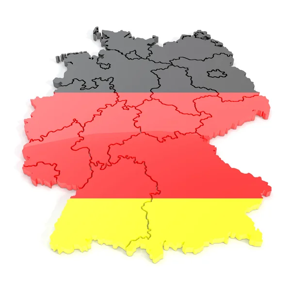 Mapa 3D de Alemania en tricolor — Foto de Stock