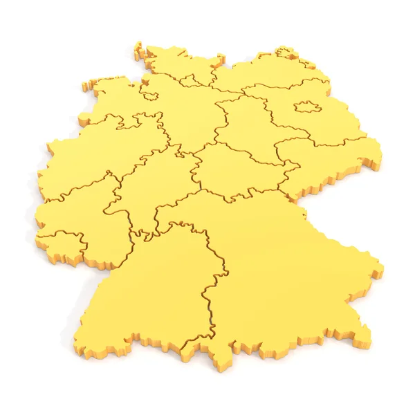 3D Karte von Deutschland in gelb — Stockfoto