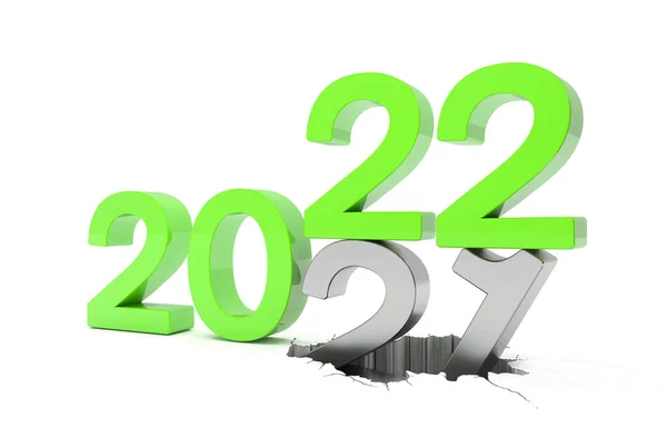 Renderização Dos Números 2020 Verde Sobre Fundo Branco Número Cai — Fotografia de Stock