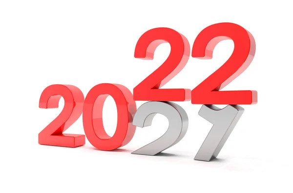 Rendering Dei Numeri 2020 Rosso Sfondo Bianco Numero Cade Sul — Foto Stock