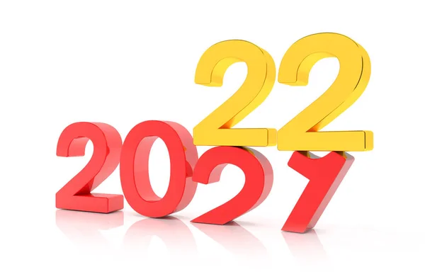 Darstellung Der Zahlen 2020 Und Rot Und Gold Auf Weißem — Stockfoto