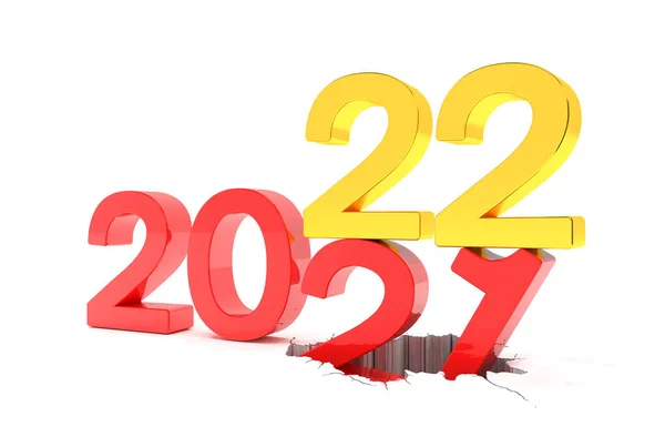 Renderização Dos Números 2020 Vermelho Ouro Sobre Fundo Branco Número — Fotografia de Stock