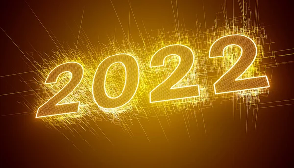 2022 숫자가 네온사인 2022 새해의 개념을 나타낸다 — 스톡 사진