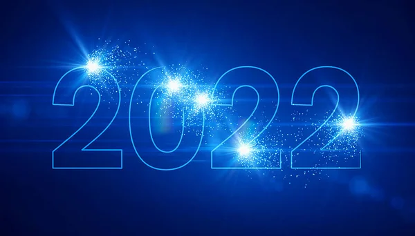 Illustration Abstract Neon Light Blue Numbers 2022 Represents New Year — Stock Photo, Image