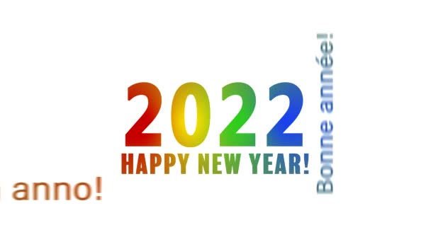 Beyaz Arka Plan Farklı Dillerde Mutlu Bir Yeni Yıl Mesajı — Stok video
