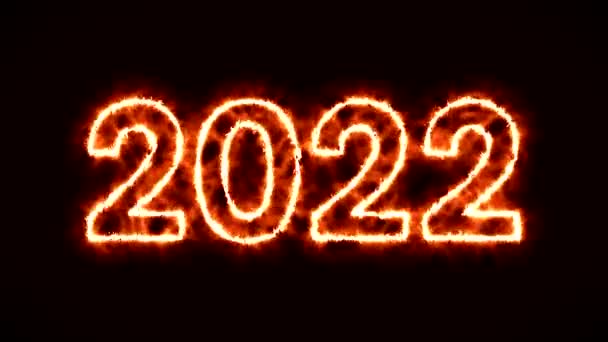 Animación Vídeo Fuego Abstracto Los Números 2022 Representa Nuevo Año — Vídeo de stock