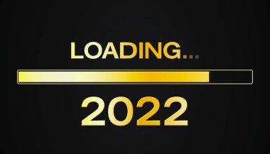 Koyu arkaplan üzerine 2022 sayılı mesajın altın külçelere yüklendiği 3d Illustration - yeni yıl konsepti - 2022 yılını temsil ediyor.