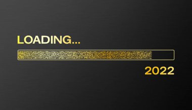 Koyu arkaplan üzerine 2022 sayılı mesajın altın külçelere yüklendiği 3d Illustration - yeni yıl konsepti - 2022 yılını temsil ediyor.