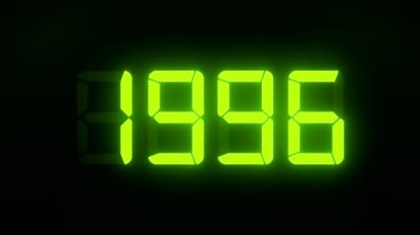 1990 'dan 2022' ye kadar süren süregelen karanlık arkaplanlı yeşil LED ekran animasyonu 2022 yılının yeni yılını temsil ediyor - tatil kavramı
