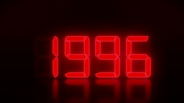 1990-2022 yılları arasında, yansıtıcı bir zeminde kırmızı renkli bir LED ekranın canlandırılması 2022 yılının yeni yılını temsil etmektedir.
