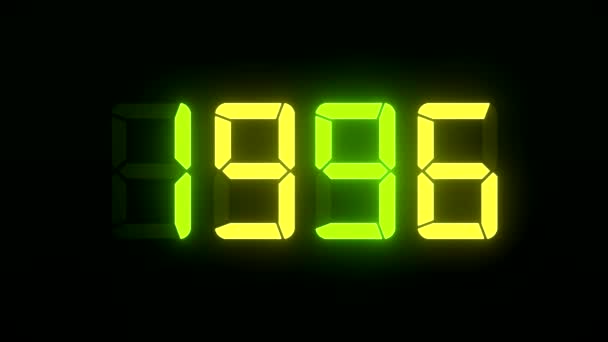 Video Animation Led Display Green Yellow Continuous Years 1990 2022 — Stock Video