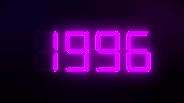 暗い背景の上に1990年から2022年までの連続年間でマゼンタでLedディスプレイのビデオアニメーション 新しい年を表します2022 休日の概念 — ストック動画