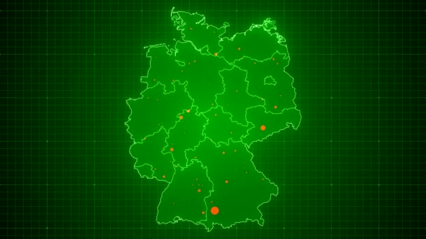 Animación Video Mapa Alemania Con Estados Federales Números Caso Corona — Vídeos de Stock