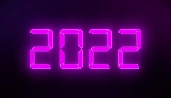 Illustration Led Display Magenta New Year 2022 Dark Background Represents — Stock Photo, Image