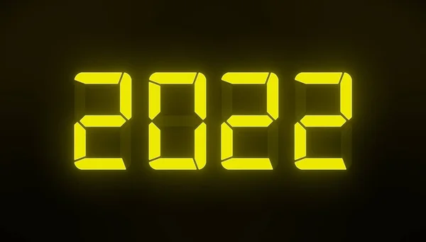 Video Animation Led Display Yellow New Year 2022 Dark Background — Stockfoto