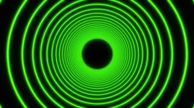 Yeşil renkli parlayan neon dairelerin video animasyonu - soyut arkaplan