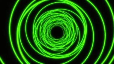Yeşil renkli parlayan neon dairelerin video animasyonu - soyut arkaplan