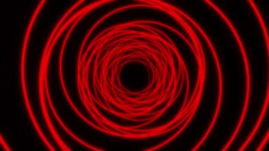 Kırmızı renkli parlayan neon dairelerin video animasyonu - soyut arkaplan
