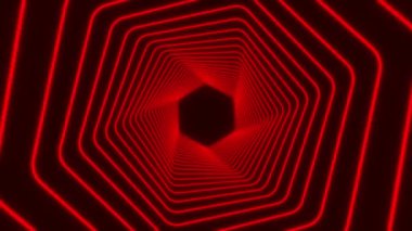 Kırmızı ile parlayan neon çokgenlerin video animasyonu - soyut arkaplan