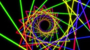 Gökkuşağı renklerinde parlayan neon üçgenlerin video animasyonu - soyut arkaplan