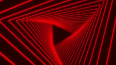 Kırmızı ile parlayan neon üçgenlerin video animasyonu - soyut arkaplan