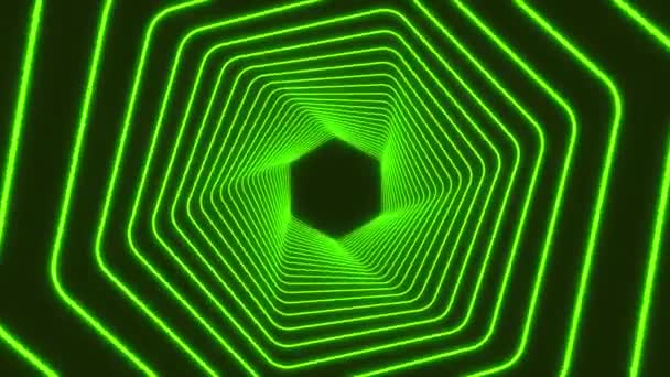 Video Animation Glowing Neon Polygons Green Abstract Background — Stock Video