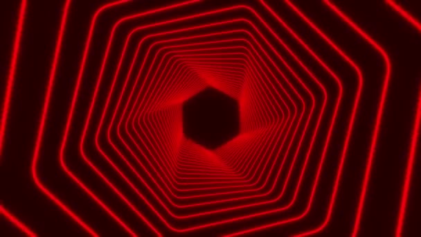 Video Animation Glowing Neon Polygons Red Abstract Background — Stock Video