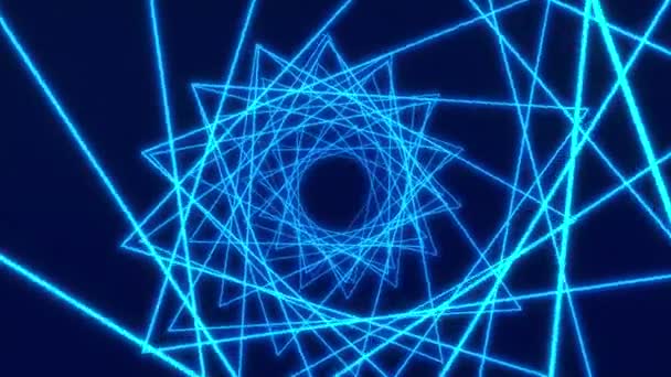 青で輝くネオン三角形の動画アニメーション アブストラクトな背景 — ストック動画