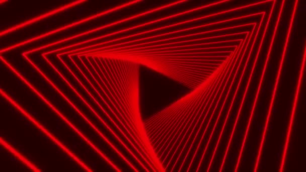 Video Animace Zářících Neonových Trojúhelníků Červené Abstraktní Pozadí — Stock video