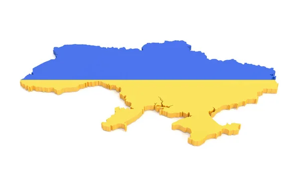 3D在白色背景上以乌克兰的民族色彩描绘乌克兰的轮廓 — 图库照片