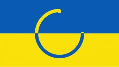 Ukrayna bayrağının ulusal renklerde video animasyonu ve metin Ukrayna için dua ediyor, barış işareti - kusursuz döngü