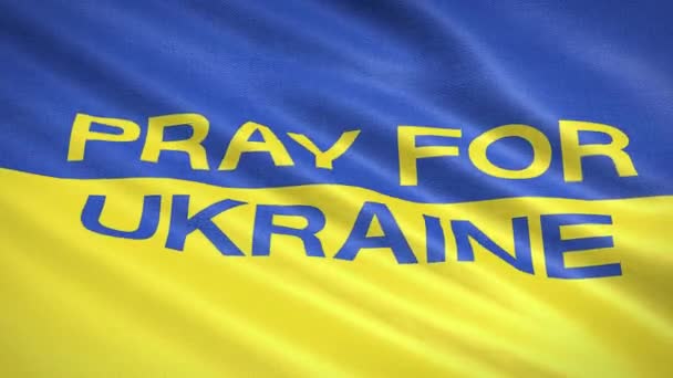 Videoanimation Der Ukrainischen Flagge Den Nationalfarben Und Der Text Pray — Stockvideo