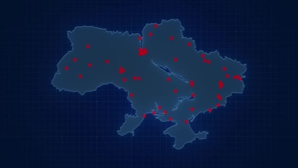 俄罗斯对乌克兰袭击的动画地图 无缝回圈 — 图库视频影像