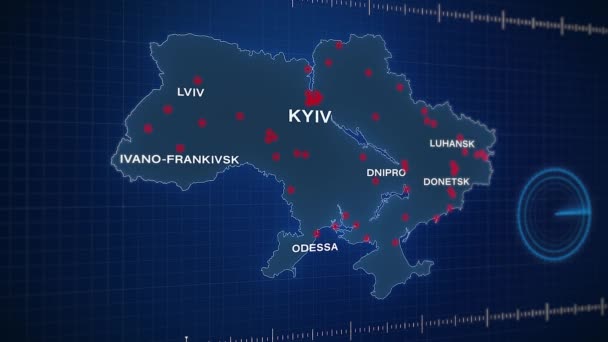 Vidéo Carte Animée Des Attaques Russes Contre Ukraine Boucle Transparente — Video