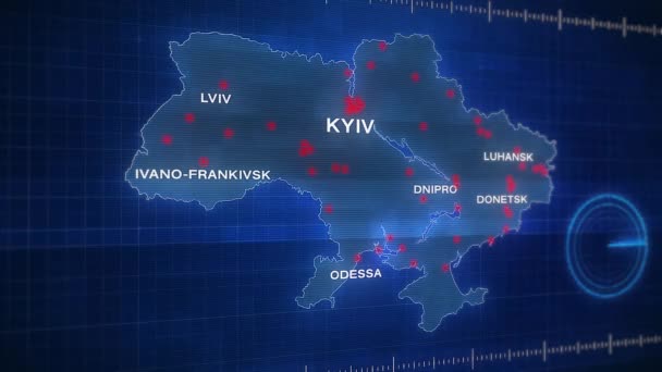 Video Mappa Animata Degli Attacchi Russi All Ucraina Loop Senza — Video Stock