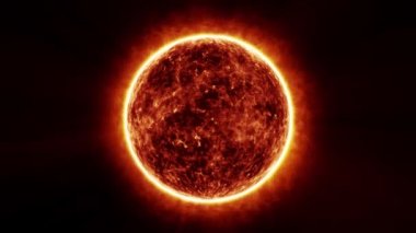 Siyah uzayın arka planında plazma hareketi olan güneş atmosferinin video animasyonu. Yakın çekim - güneş atmosferi - uzay - atmosfer - görüntü
