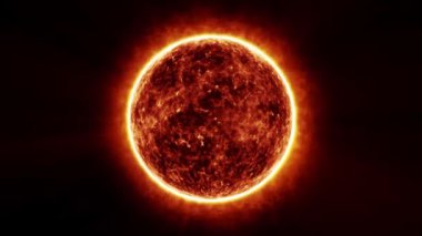 Siyah uzayın arka planında plazma hareketi olan güneş atmosferinin video animasyonu. Yakın çekim - güneş atmosferi - uzay - atmosfer - görüntü
