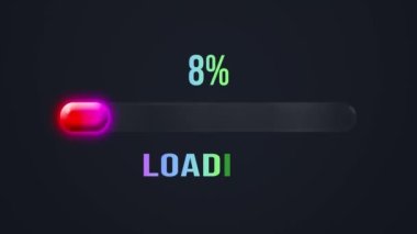 Gökkuşağı renklerinde ilerleme yüklemek için modern bir parlayan önyükleyici çubuğunun video animasyonu - soyut arkaplan - pürüzsüz döngü