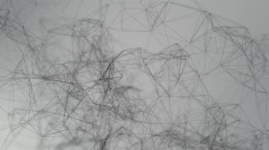 Soyut ağ bağlantı yapısının video animasyonu. Noktalar ve çizgilerle dijital arkaplan - büyük verilerin görselleştirilmesi - kusursuz döngü