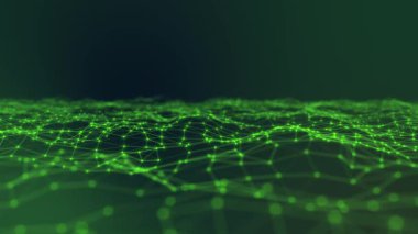 Soyut ağ bağlantı yapısının video animasyonu. Noktalar ve çizgilerle dijital arkaplan - büyük verilerin görselleştirilmesi - kusursuz döngü