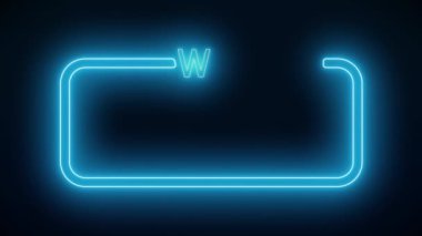 Parlayan neon işaretli video animasyonu, maviyle açığız. - Soyut arkaplan - Kusursuz döngü