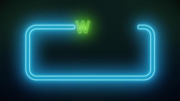 Animație Video Semnului Strălucitor Neon Mesaj Suntem Deschiși Verde Albastru — Videoclip de stoc